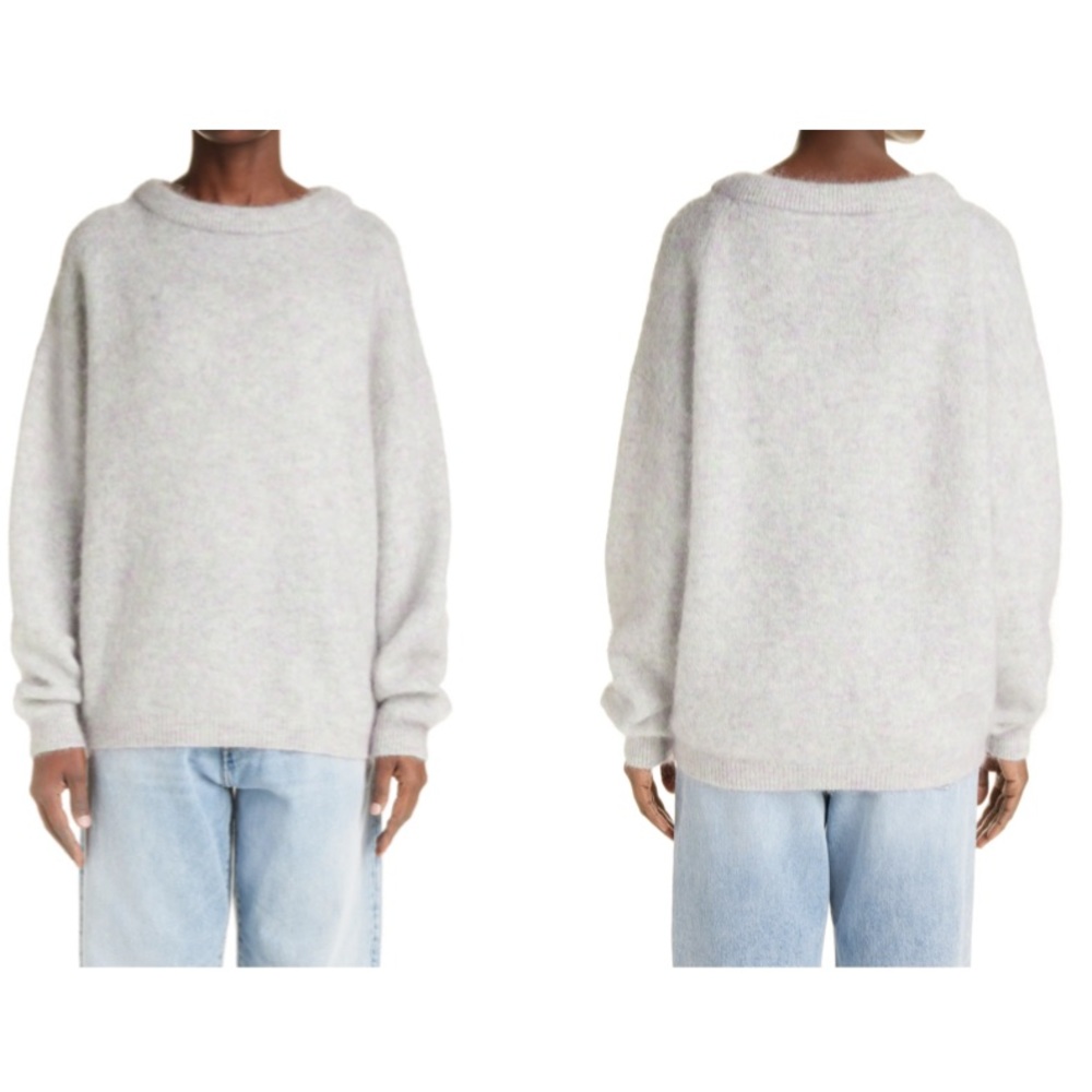 Acne Crewneck Oversized Sweater in Light Gray